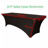 LOVWY 4018 - Home & Garden > Linens & Bedding > Table Linens > Tablecloths 8 FT Black Spandex Fitted Table Cover