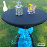 LOVWY 2 FT / 2.5 FT Black diy Cocktail Tablecloth and Sash for outdoor party