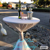 LOVWY Cocktail Table Cover LOVWY 2 FT / 2.5 FT White Cocktail Tablecloth + Silver Sash