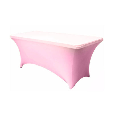 LOVWY 4018 - Home & Garden > Linens & Bedding > Table Linens > Tablecloths 6 FT Pink Spandex Fitted Table Cover