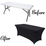 LOVWY 4018 - Home & Garden > Linens & Bedding > Table Linens > Tablecloths 8 FT Black Spandex Fitted Table Cover