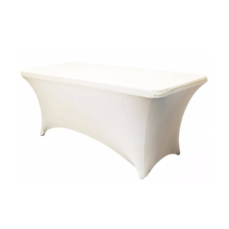 LOVWY 4018 - Home & Garden > Linens & Bedding > Table Linens > Tablecloths 8 FT Ivory Spandex Fitted Table Cover