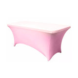 LOVWY 4018 - Home & Garden > Linens & Bedding > Table Linens > Tablecloths 8 FT Pink Spandex Fitted Table Cover