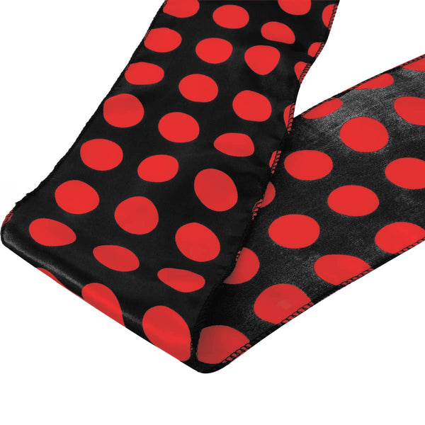 LOVWY chair sashes Dots Black Red 6.7" x 108" Pack of 10 Satin Chair Sashes