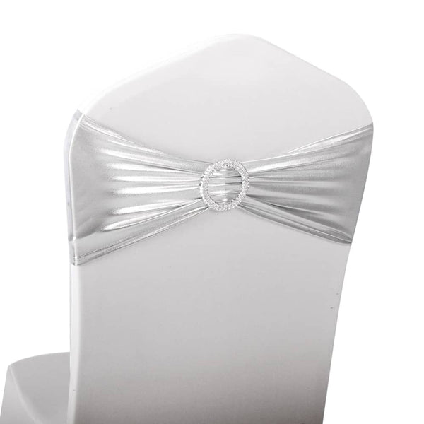 LOVWY chair sashes LOVWY 10PCS Metallic Silver Spandex Chair Bands Sashes