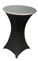 LOVWY Cocktail Table Cover 30" / 2.5 ft Metallic Silver Stretch Fitted Cocktail Table Topper
