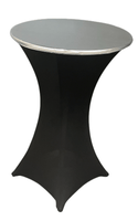 LOVWY Cocktail Table Cover 30" / 2.5 ft Metallic Silver Stretch Fitted Cocktail Table Topper