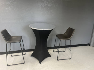 LOVWY Cocktail Table Cover 30" / 2.5 ft Metallic Silver Stretch Fitted Cocktail Table Topper