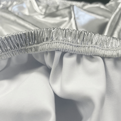 LOVWY Cocktail Table Cover 30" / 2.5 ft Metallic Silver Stretch Fitted Cocktail Table Topper