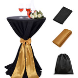 2 FT / 2.5 FT Black Cocktail Tablecloth + Golden Sash