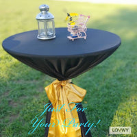 LOVWY Polyester Black Cocktail Tablecloth For Outdoor Party