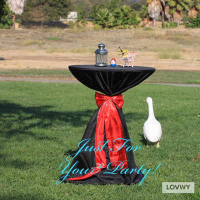 LOVWY Polyester Black Cocktail Tablecloth For Outdoor Party