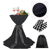 LOVWY 2 FT / 2.5 FT Black Polyester Cocktail Tablecloth + Dots