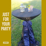 LOVWY Cocktail Table Cover Copy of LOVWY 2 FT / 2.5 FT Black Cocktail Tablecloth + Navy Blue Sash