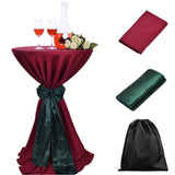 LOVWY Cocktail Table Cover Copy of LOVWY 2 FT / 2.5 FT Burgundy Cocktail Tablecloth + Stripe Sash