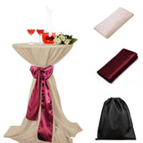 LOVWY Cocktail Table Cover Copy of LOVWY 2 FT / 2.5 FT Champagne Cocktail Tablecloth + Black Sash