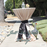 LOVWY Cocktail Table Cover Copy of LOVWY 2 FT / 2.5 FT Champagne Cocktail Tablecloth + Blackish Green Sash