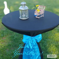LOVWY 2 FT / 2.5 FT Black diy Cocktail Tablecloth and Sash for outdoor party
