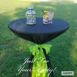 LOVWY Cocktail Table Cover LOVWY 2 FT / 2.5 FT Black Cocktail Tablecloth + Lime Sash