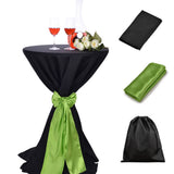  LOVWY 2 FT / 2.5 FT Black Cocktail Tablecloth + lime Sash