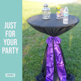 LOVWY Cocktail Table Cover LOVWY 2 FT / 2.5 FT Black Cocktail Tablecloth + Purple Sash