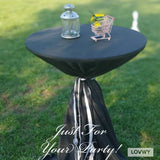 LOVWY Cocktail Table Cover LOVWY 2 FT / 2.5 FT Black Cocktail Tablecloth + Stripe Sash