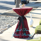 LOVWY Cocktail Table Cover LOVWY 2 FT / 2.5 FT Burgundy Cocktail Tablecloth + Black Sash