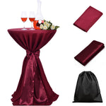 LOVWY Cocktail Table Cover LOVWY 2 FT / 2.5 FT Burgundy Cocktail Tablecloth + Burgundy Sash