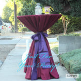 LOVWY Cocktail Table Cover LOVWY 2 FT / 2.5 FT Burgundy Cocktail Tablecloth + Eggplant Sash