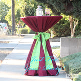 LOVWY Cocktail Table Cover LOVWY 2 FT / 2.5 FT Burgundy Cocktail Tablecloth + Lime Sash