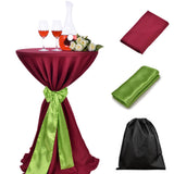 LOVWY Cocktail Table Cover LOVWY 2 FT / 2.5 FT Burgundy Cocktail Tablecloth + Lime Sash