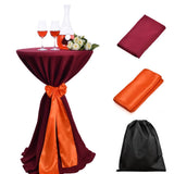 LOVWY Cocktail Table Cover LOVWY 2 FT / 2.5 FT Burgundy Cocktail Tablecloth + Orange Sash