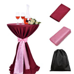 LOVWY Cocktail Table Cover LOVWY 2 FT / 2.5 FT Burgundy Cocktail Tablecloth + Pink Sash