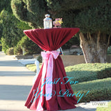 LOVWY Cocktail Table Cover LOVWY 2 FT / 2.5 FT Burgundy Cocktail Tablecloth + Pink Sash