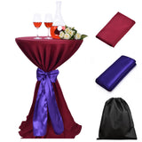 LOVWY Cocktail Table Cover LOVWY 2 FT / 2.5 FT Burgundy Cocktail Tablecloth + Purple Sash