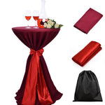 LOVWY Cocktail Table Cover LOVWY 2 FT / 2.5 FT Burgundy Cocktail Tablecloth + Red Sash