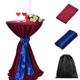 LOVWY Cocktail Table Cover LOVWY 2 FT / 2.5 FT Burgundy Cocktail Tablecloth + Royal Blue Sash