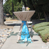 LOVWY Cocktail Table Cover LOVWY 2 FT / 2.5 FT Champagne Cocktail Tablecloth + Baby Blue Sash