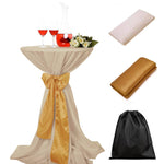 LOVWY Cocktail Table Cover LOVWY 2 FT / 2.5 FT Champagne Cocktail Tablecloth + Golden Sash