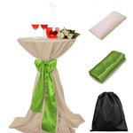 LOVWY Cocktail Table Cover LOVWY 2 FT / 2.5 FT Champagne Cocktail Tablecloth + Lime Sash