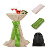 LOVWY Cocktail Table Cover LOVWY 2 FT / 2.5 FT Champagne Cocktail Tablecloth + Lime Sash