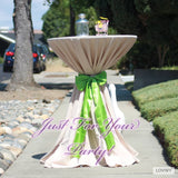 LOVWY Cocktail Table Cover LOVWY 2 FT / 2.5 FT Champagne Cocktail Tablecloth + Lime Sash