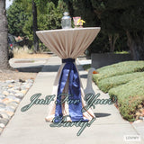LOVWY Cocktail Table Cover LOVWY 2 FT / 2.5 FT Champagne Cocktail Tablecloth + Navy Blue Sash