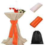 LOVWY Cocktail Table Cover LOVWY 2 FT / 2.5 FT Champagne Cocktail Tablecloth + Orange Sash