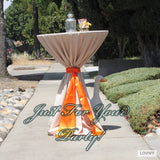 LOVWY Cocktail Table Cover LOVWY 2 FT / 2.5 FT Champagne Cocktail Tablecloth + Orange Sash