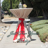 LOVWY Cocktail Table Cover LOVWY 2 FT / 2.5 FT Champagne Cocktail Tablecloth + Red Sash