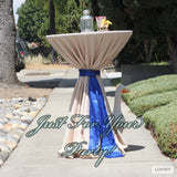 LOVWY Cocktail Table Cover LOVWY 2 FT / 2.5 FT Champagne Cocktail Tablecloth + Royal Blue Sash