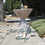 LOVWY Cocktail Table Cover LOVWY 2 FT / 2.5 FT Champagne Cocktail Tablecloth + Silver Sash
