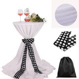 LOVWY Cocktail Table Cover LOVWY 2 FT / 2.5 FT White Cocktail Tablecloth + Dots Sash