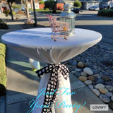 LOVWY Cocktail Table Cover LOVWY 2 FT / 2.5 FT White Cocktail Tablecloth + Dots Sash